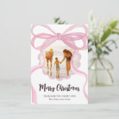 ビッグピンクコケット弓クリスマスフォトカード シーズンカード (スタンド正面)