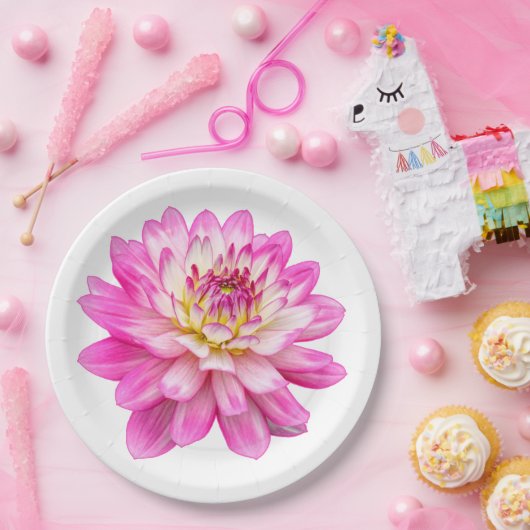 ビッグピンクダリア ペーパープレート (パーティー)