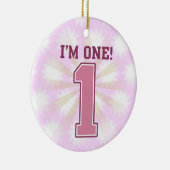 ビッグピンクナンバーワンガールズファースト誕生日 セラミックオーナメント (右)