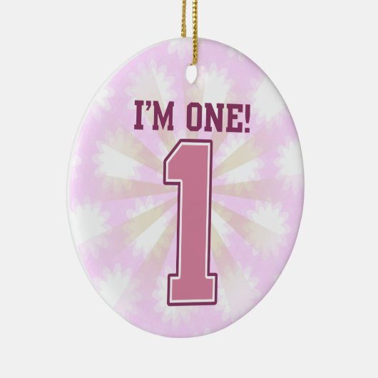 ビッグピンクナンバーワンガールズファースト誕生日 セラミックオーナメント (右)