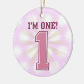ビッグピンクナンバーワンガールズファースト誕生日 セラミックオーナメント (左)