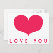 ビッグピンクハートバレンタインデー葉書 シーズンポストカード (正面/裏面)