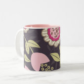 ビッグピンクフローラチューリップパターン ツートーンマグカップ (正面左)