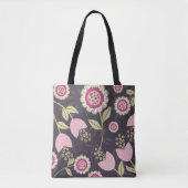 ビッグピンクフローラチューリップパターン トートバッグ (正面)