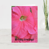 ビッグピンクペチュニア花かわいらし誕生日カード カード (正面)