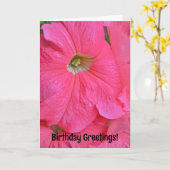 ビッグピンクペチュニア花かわいらし誕生日カード カード (黄色い花)