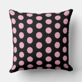 ビッグピンク水玉模様オンブラック クッション (裏面)