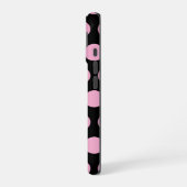 ビッグピンク水玉模様オンブラック iPhone 16ケース (左側面)