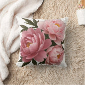 ビッグピンク牡丹の枕 – ヴィンテージフローラ クッション (ブランケット)