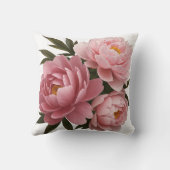 ビッグピンク牡丹の枕 – ヴィンテージフローラ クッション (裏面)