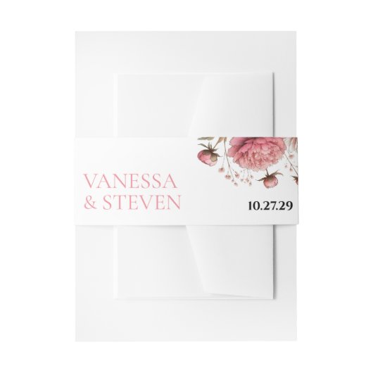 ビッグピンク開花結婚ズ 招待状ベリーバンド (正面例)