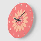 ビッグピーチフラワーオンコーラル ラージ壁時計 (傾斜)