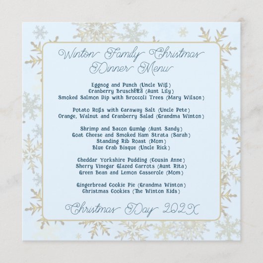 ビッグファミリークリスマスディナーメニューテンプレート メニュー (正面)