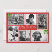 ビッグファミリークリスマスフォトコラージュ赤グリーン シーズンカード (正面)