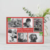 ビッグファミリークリスマスフォトコラージュ赤グリーン シーズンカード (スタンド正面)