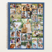 ビッグファミリーフォトコラージュ31写真ブルー プランナー手帳 (正面)