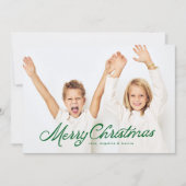 ビッグフォトグリーンレタリングオーバーレイメリークリスマス シーズンカード (正面)