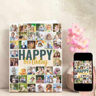 ビッグフォトコラージュ40写真パーソナライズされた誕生日 カード