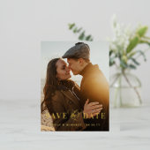 ビッグフォトゴールドフォイル日付箔の保存招待状 箔招待状ポストカード (立ち正面)