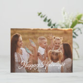 ビッグフォトホワイトレタリングオーバーレイハッピーホリデー シーズンカード (スタンド正面)