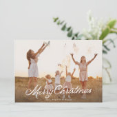 ビッグフォトホワイトレタリングオーバーレイメリークリスマス シーズンカード (スタンド正面)