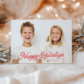 ビッグフォトレッドレタリングオーバーレイハッピーホリデー シーズンカード