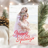 ビッグフォトレッドレタリングオーバーレイハッピーホリデー シーズンカード