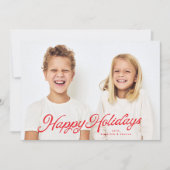 ビッグフォトレッドレタリングオーバーレイハッピーホリデー シーズンカード (正面)