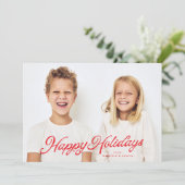 ビッグフォトレッドレタリングオーバーレイハッピーホリデー シーズンカード (スタンド正面)