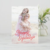 ビッグフォトレッドレタリングオーバーレイハッピーホリデー シーズンカード (スタンド正面)