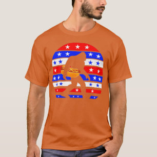 ビッグフットおもしろいホットドッグ米国国旗のプレミアム Tシャツ