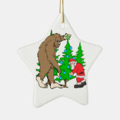 ビッグフットおよびサンタのクリスマス セラミックオーナメント (右)