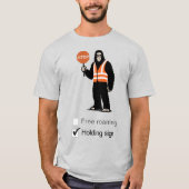ビッグフットが交通整理員として働くTシャツ Tシャツ (正面)