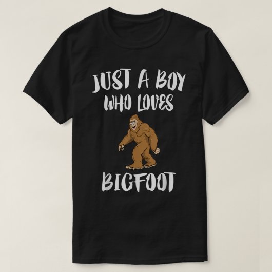 ビッグフットが好きな少年 Tシャツ (デザイン正面)