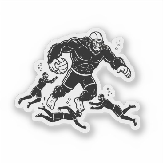 ビッグフットが水中ラグビーをプレー シール (正面)