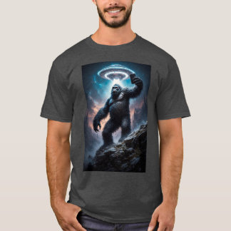 ビッグフットがUFOとセルフィーを撮る Tシャツ