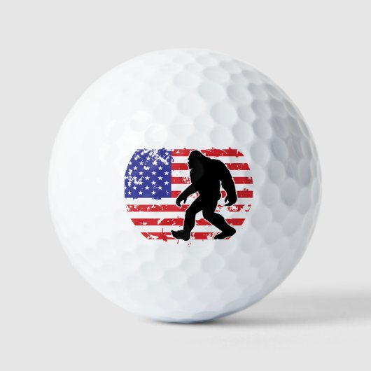 ビッグフットとアメリカ国旗 ゴルフボール (正面)