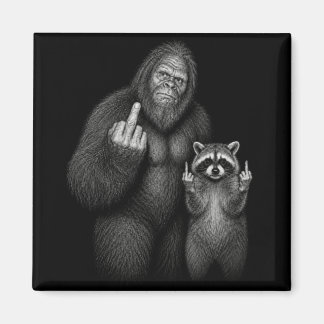 ビッグフットとアライグマの中指立て マグネット