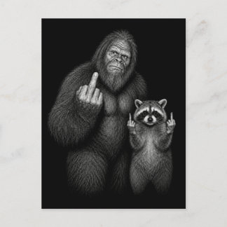 ビッグフットとアライグマの中指 シーズンポストカード