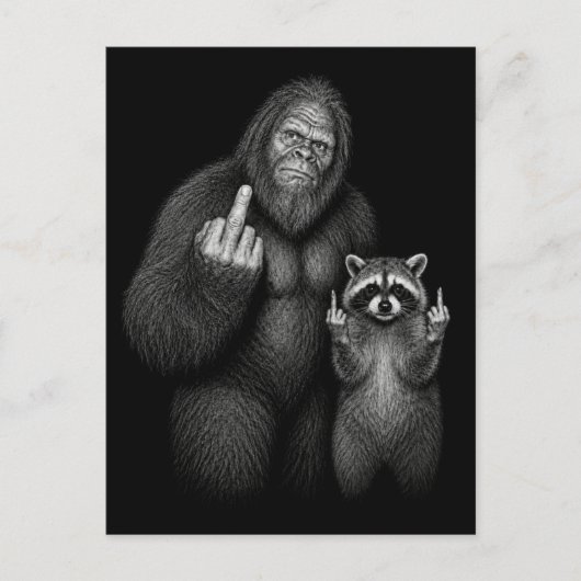 ビッグフットとアライグマの中指 シーズンポストカード (正面)