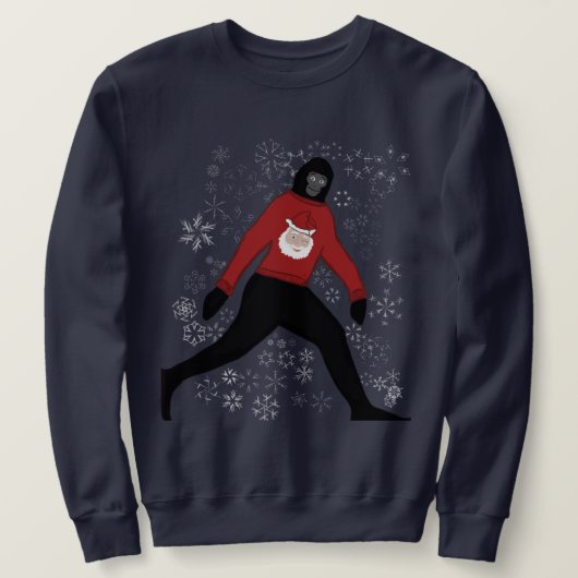 ビッグフットとサンタのクリスマスセーターユニセックス; スウェットシャツ (デザイン正面)