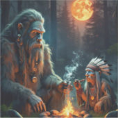 ビッグフットと月に照らされた森の主な集まり シール (正面)