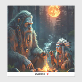 ビッグフットと月に照らされた森の主な集まり シール