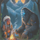 ビッグフットと月に照らされた森の主な集まり シール (正面)