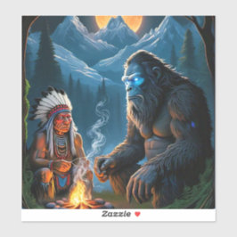 ビッグフットと月に照らされた森の主な集まり シール