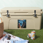 ビッグフットと月に照らされた森の主な集まり シール (クーラー)