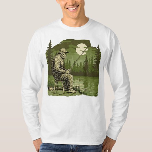 ビッグフットと月夜の釣り Tシャツ (正面)
