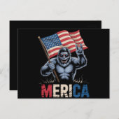 ビッグフットのアメリカ国旗の愛国心 ポストカード (正面/裏面)