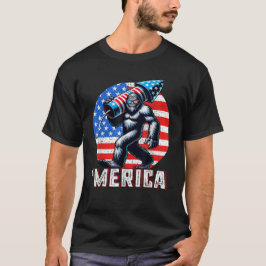 ビッグフットのアメリカ国旗の愛国心 Tシャツ