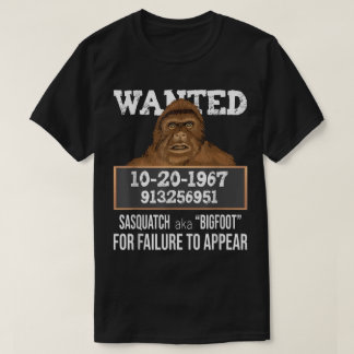 ビッグフットのウケる指名手配ポスターデザイン Tシャツ